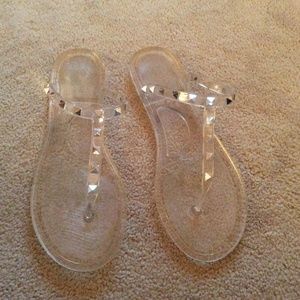 Clear Jelly Rivet Flip Flop Sandals Size 9
